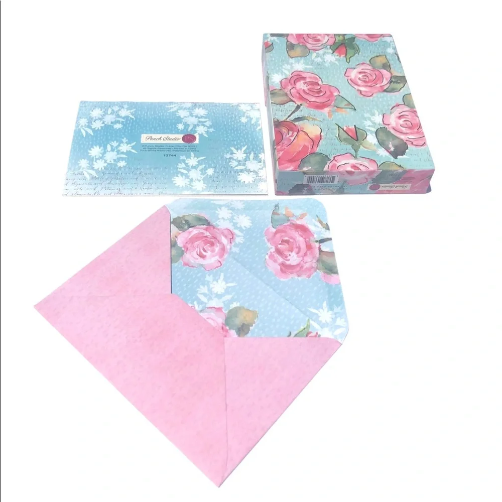 Punch Studio Thank You Roses Note Cards in Embellished Pouch (13744), 10 ct